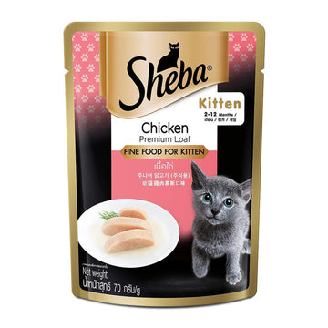 Sheba Chicken Premium Loaf Kitten Pouch 70 G (Pack Of 12) Ecom Pack